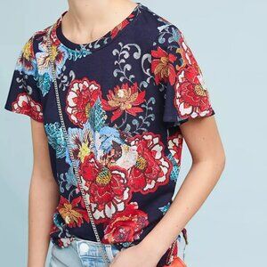 NWT Anthropologie Blooming Crew Neck Tee Size M
